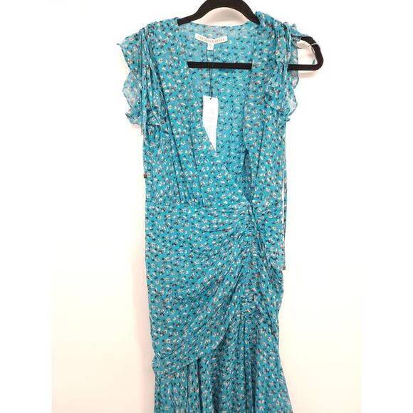 NWT Veronica Beard Floral Samara Silk Maxi Dress Size 2 Blue #1C501 - Picture 5 of 11